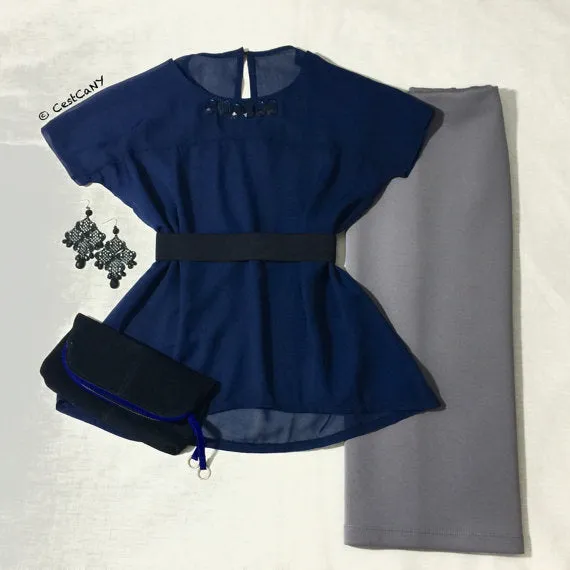 Aurore Navy Blue Loose Fit Top