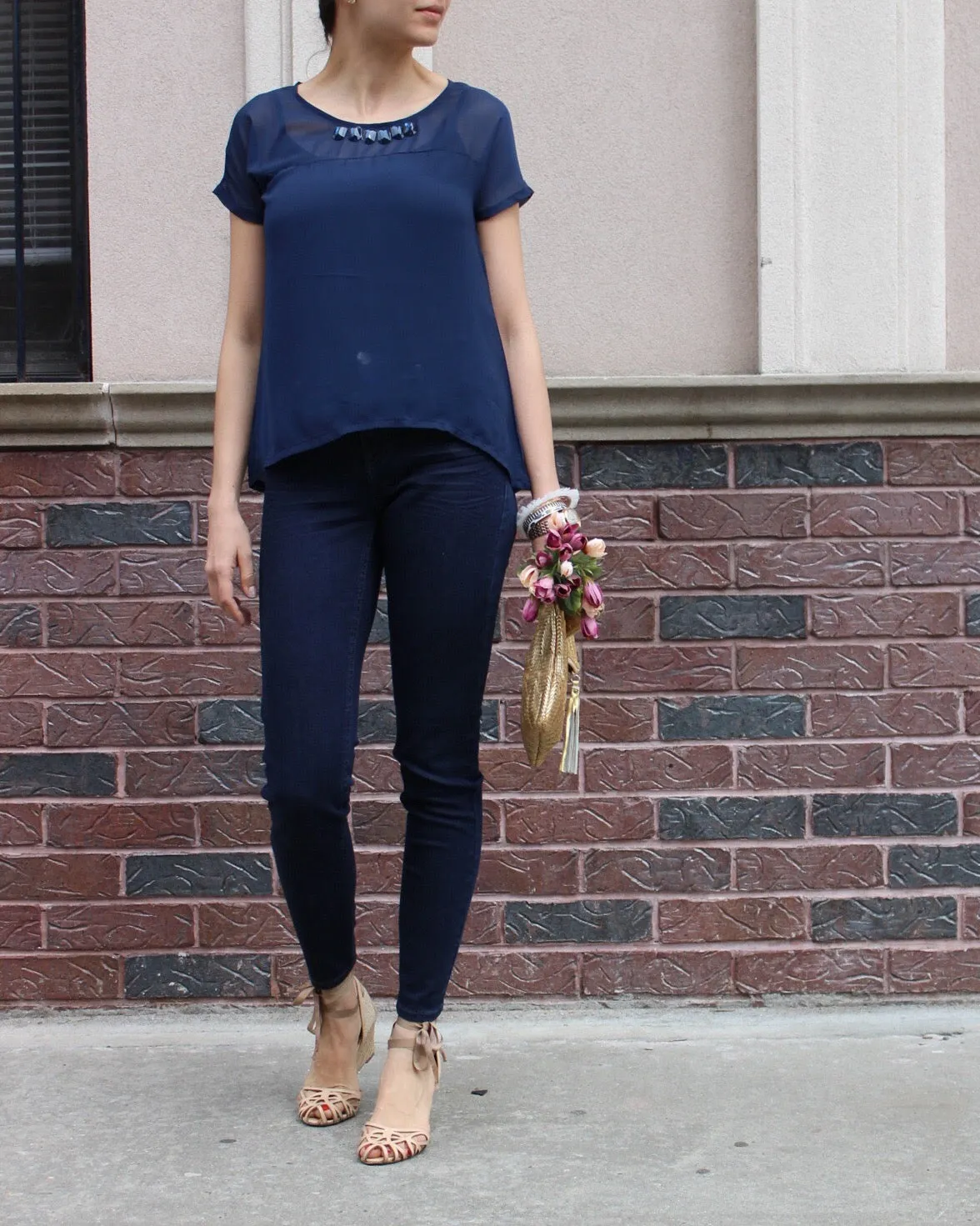 Aurore Navy Blue Loose Fit Top