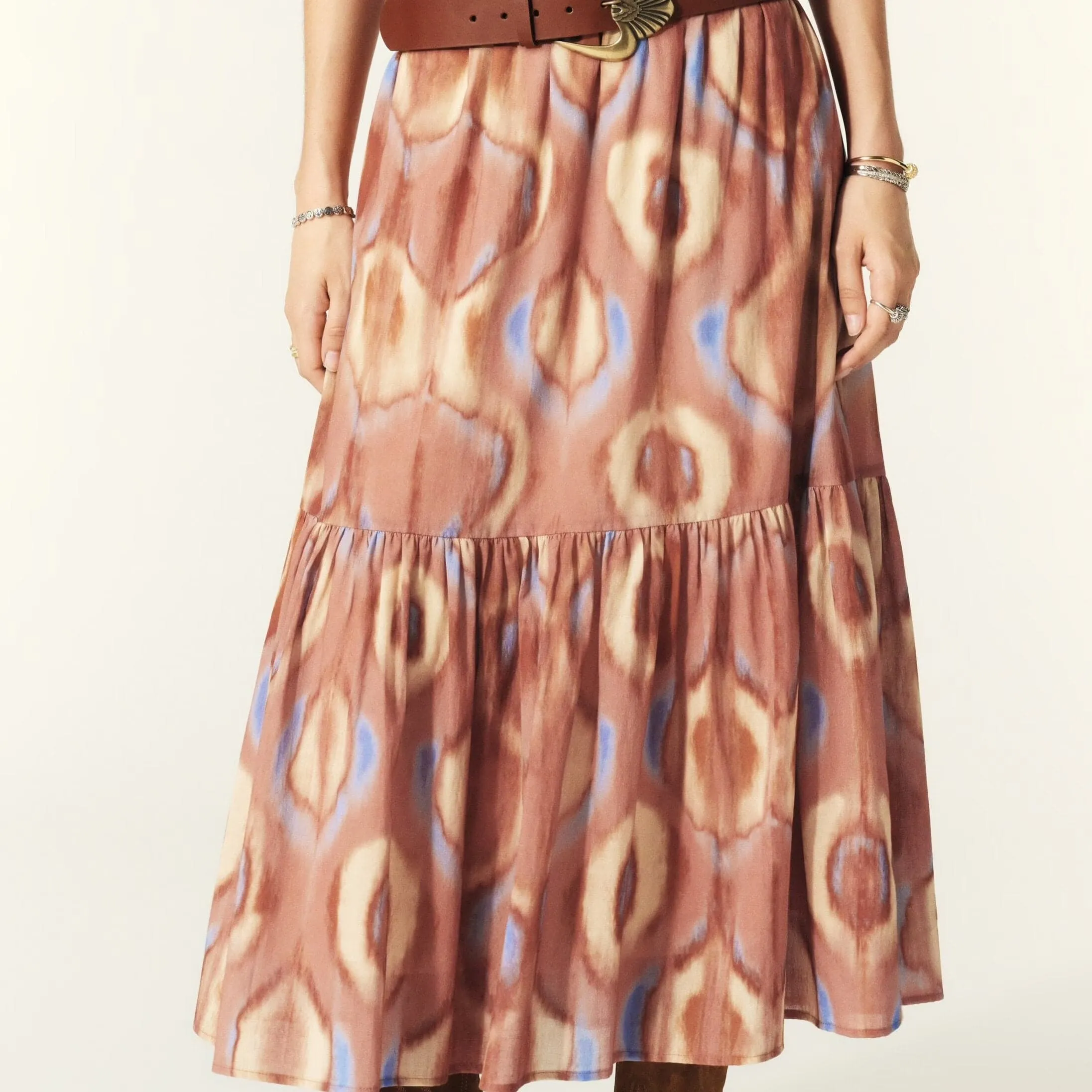 Ba&sh Clarie Flowing Midi Skirt in Pink