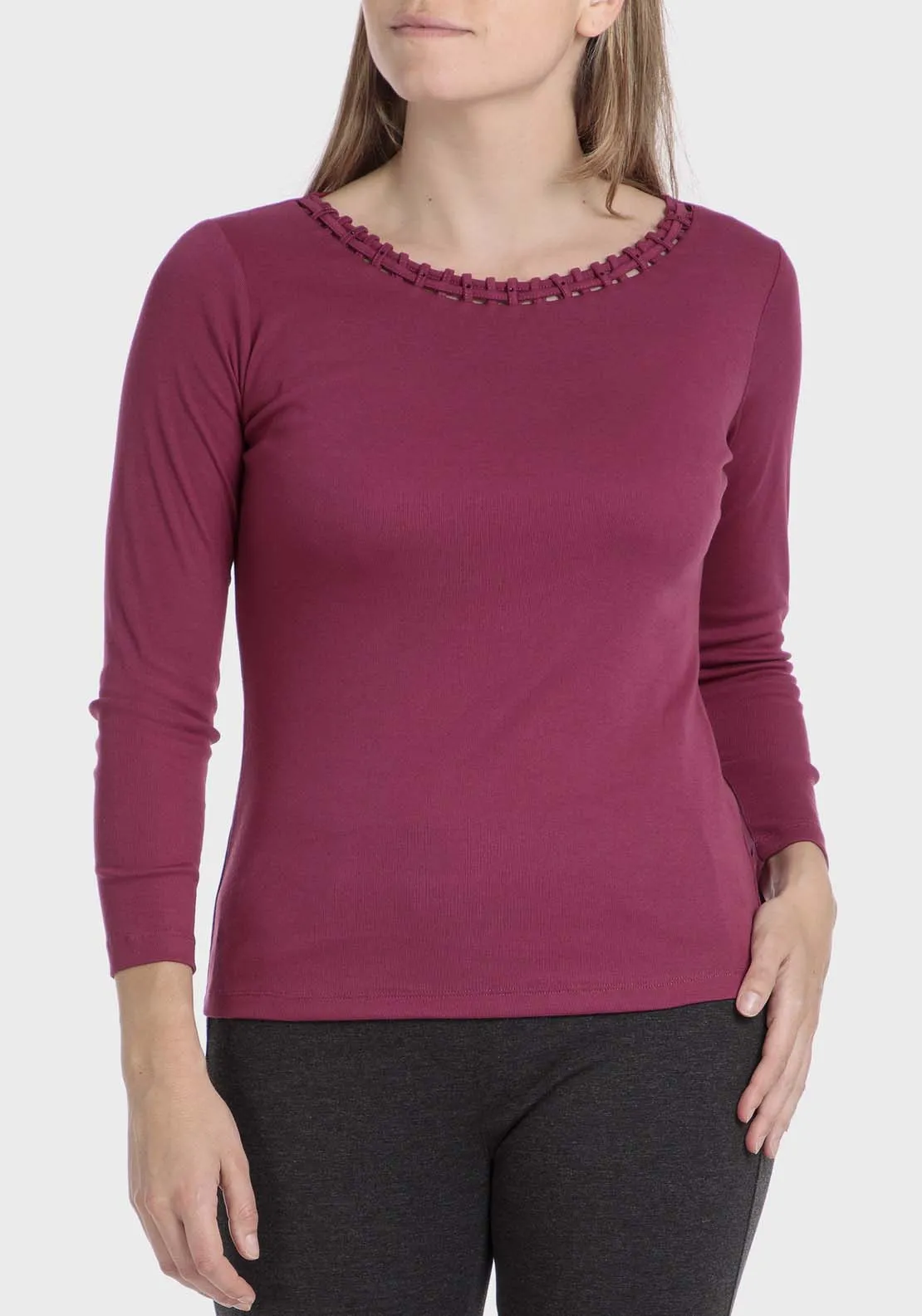 Basic T-Shirt With Gemstones - Red
