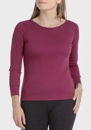 Basic T-Shirt With Gemstones - Red