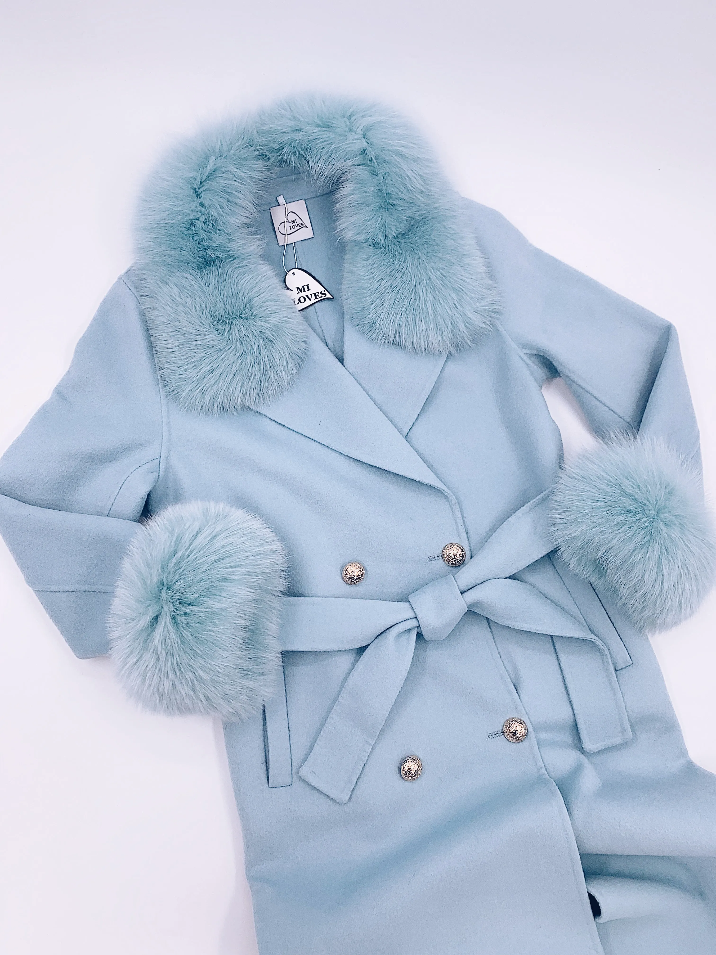 Beautiful Cashmere blend jacket with Fox fur trim/cuffs