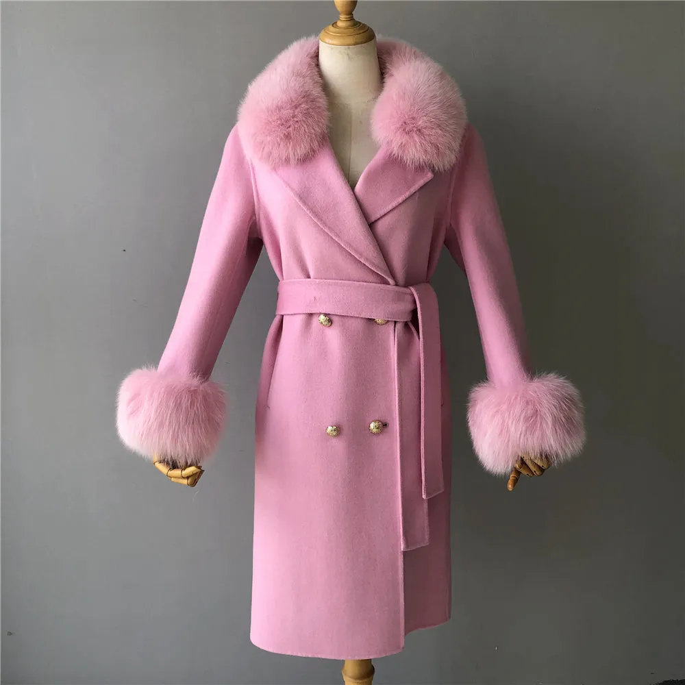 Beautiful Cashmere blend jacket with Fox fur trim/cuffs