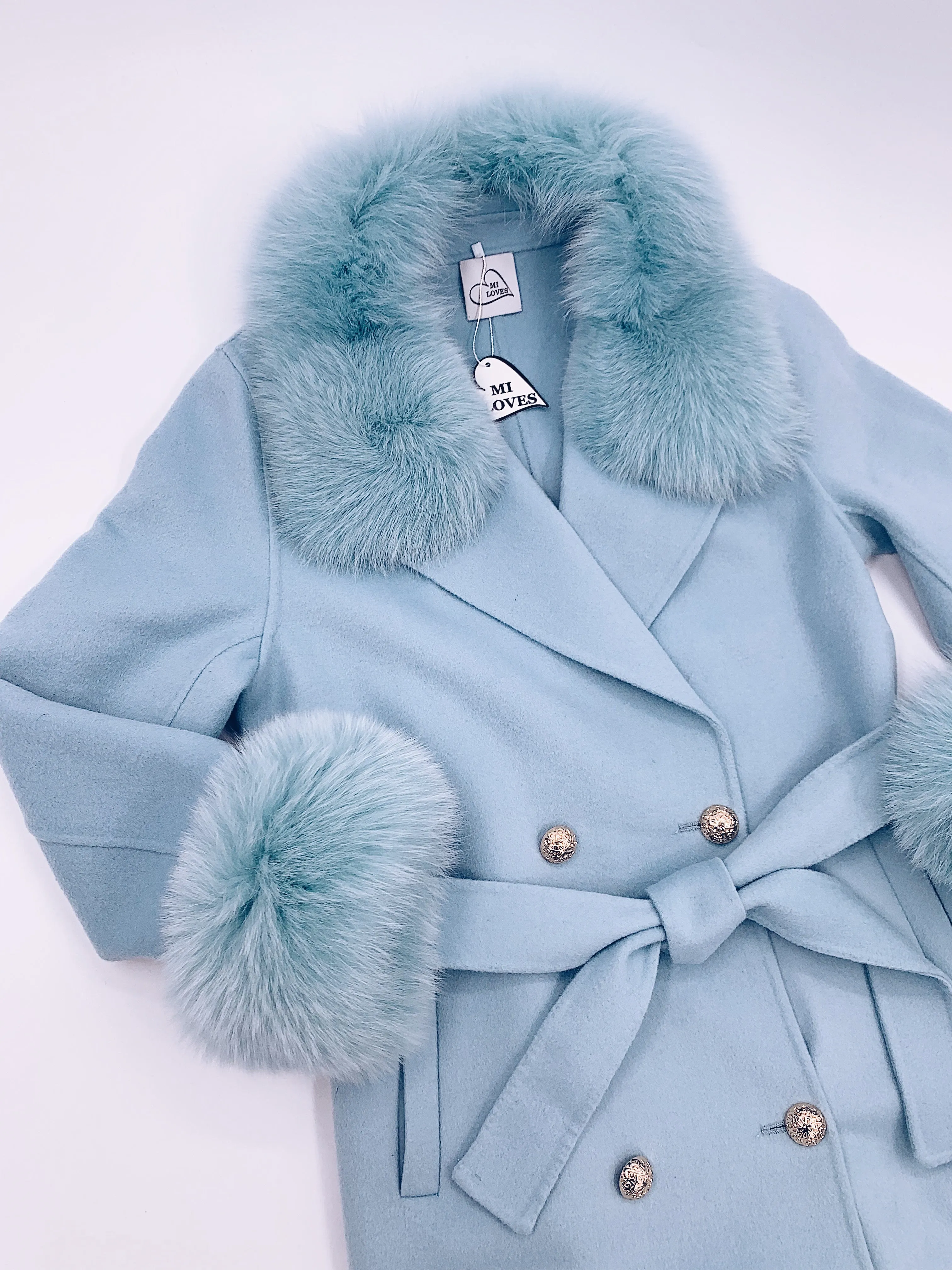 Beautiful Cashmere blend jacket with Fox fur trim/cuffs