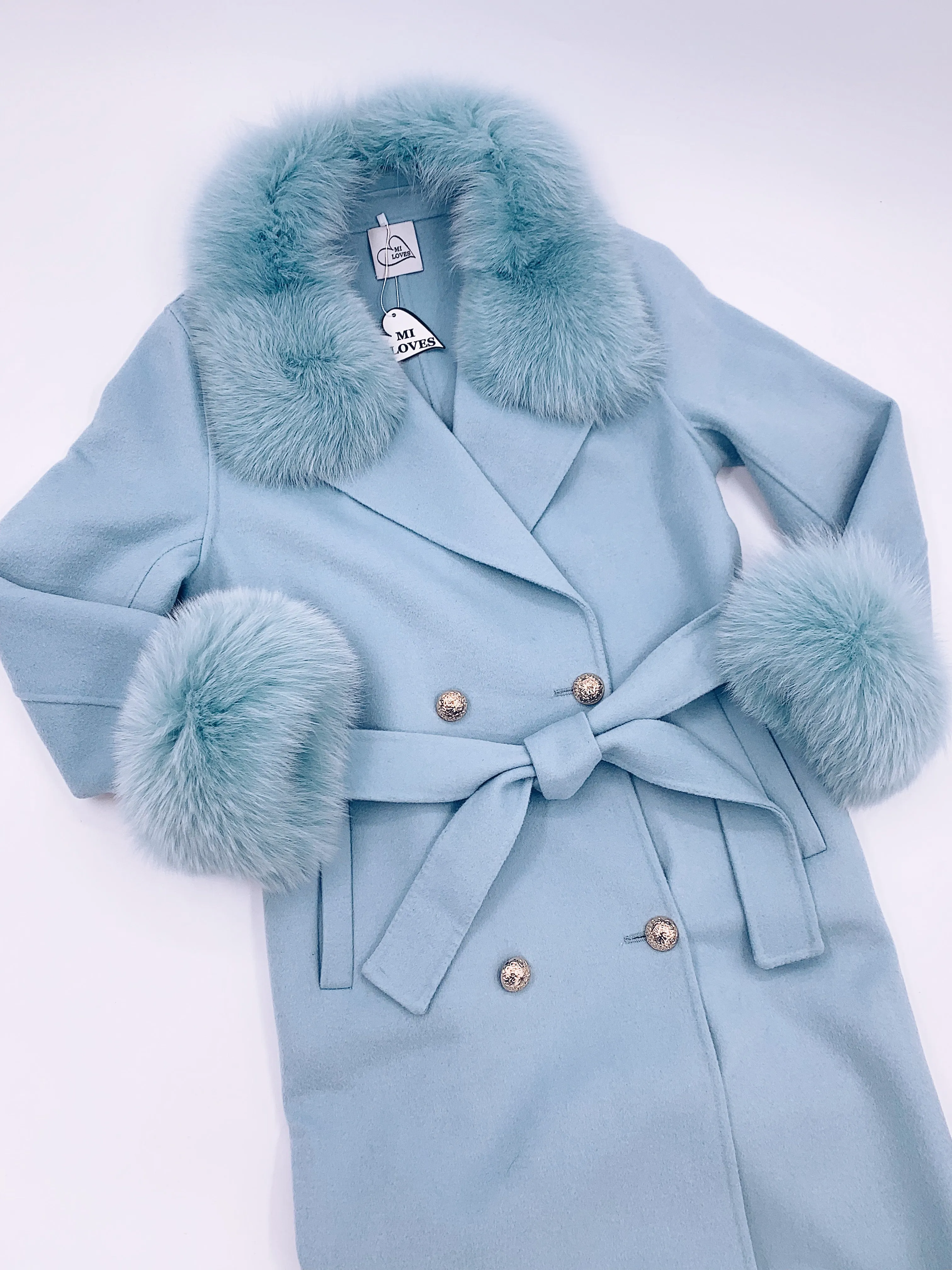 Beautiful Cashmere blend jacket with Fox fur trim/cuffs