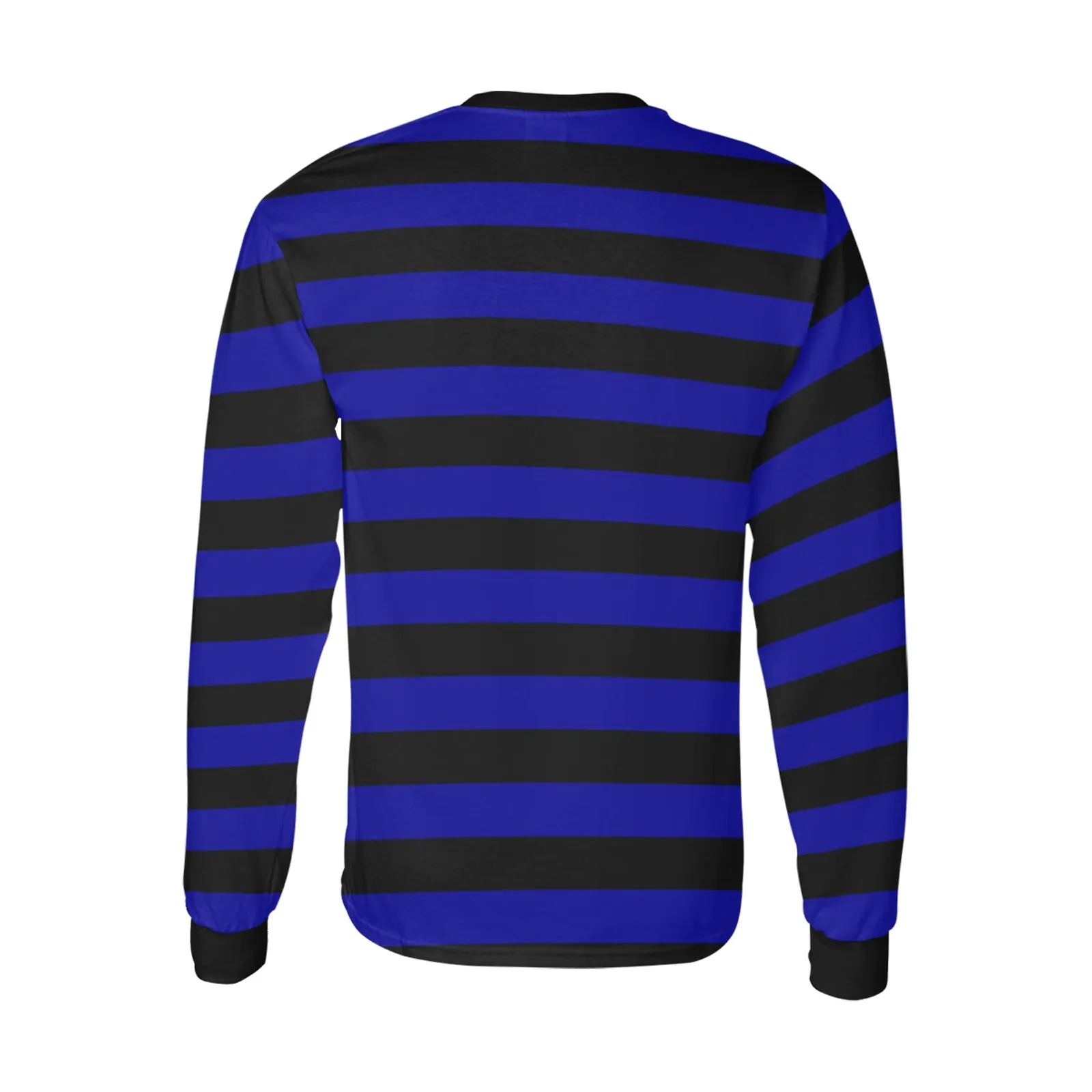 Black and Blue Men Long Sleeve Striped TShirt, Graphic Vintage Retro Broad Stripes Crewneck Unisex Women Designer Male Guys Tee Shirt