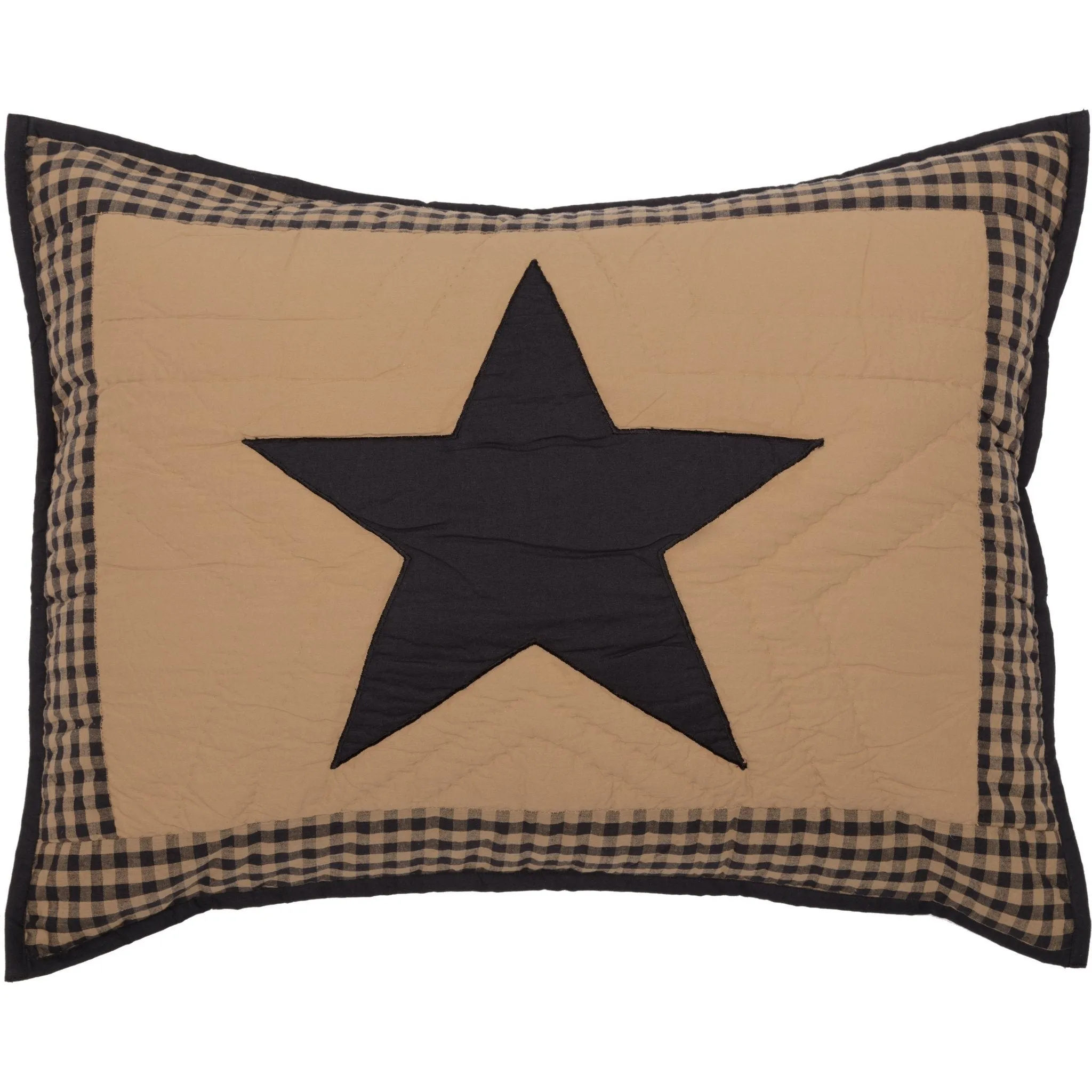 Black Check Star Quilted Standard Sham 21x27"