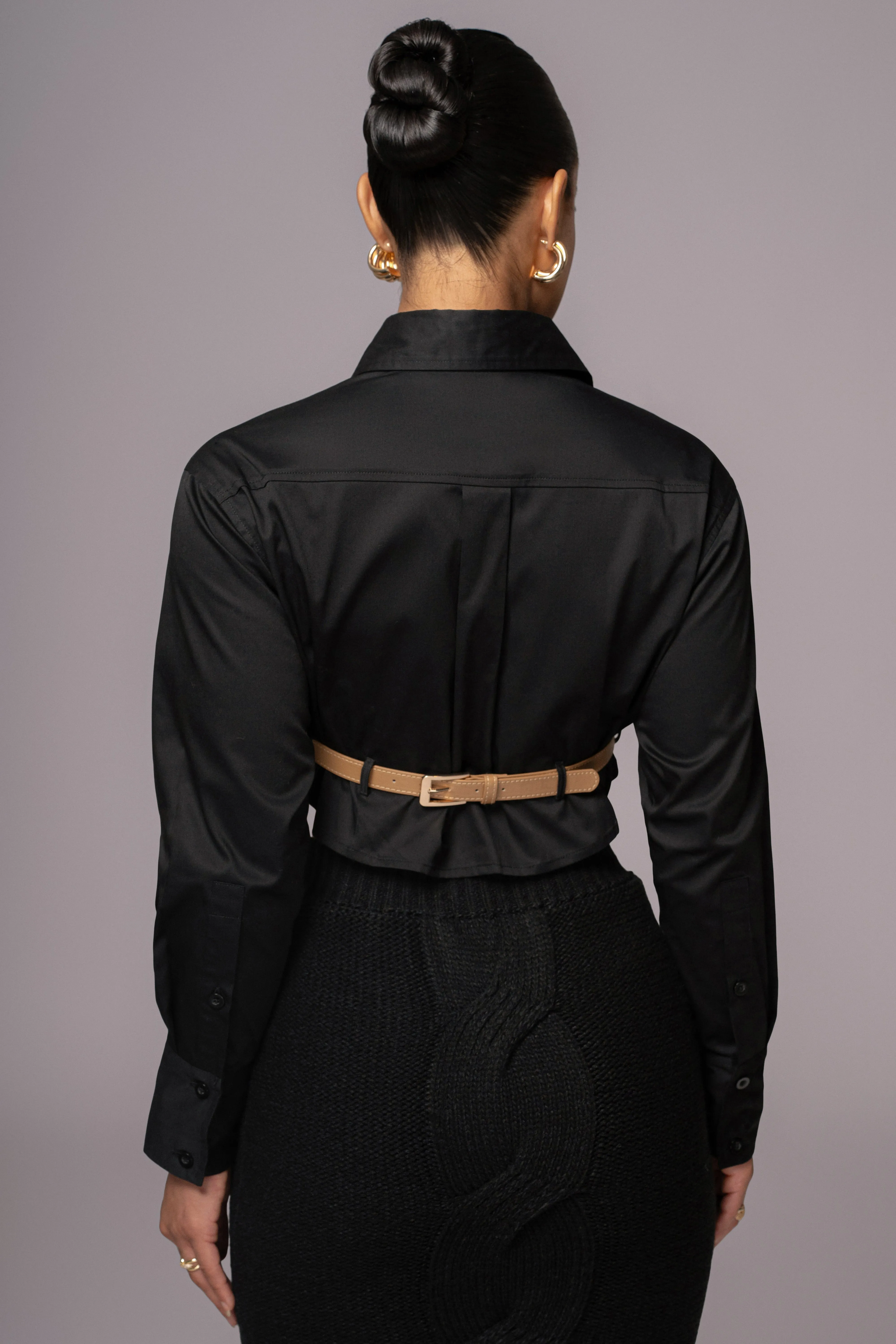 Black Close To You Collared Top
