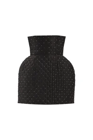 BLACK CRYSTAL QUILTED MINI SKIRT