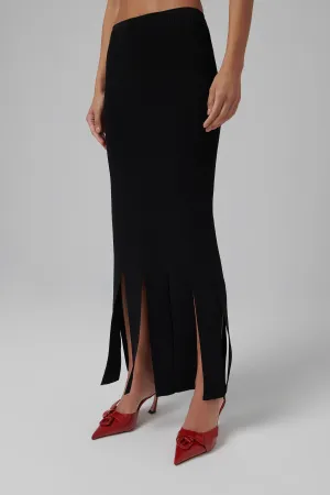 Black Pleat Midi Skirt