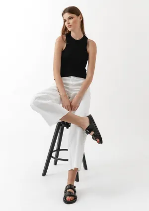 BLACK RIBBED COTTON TANK TOP