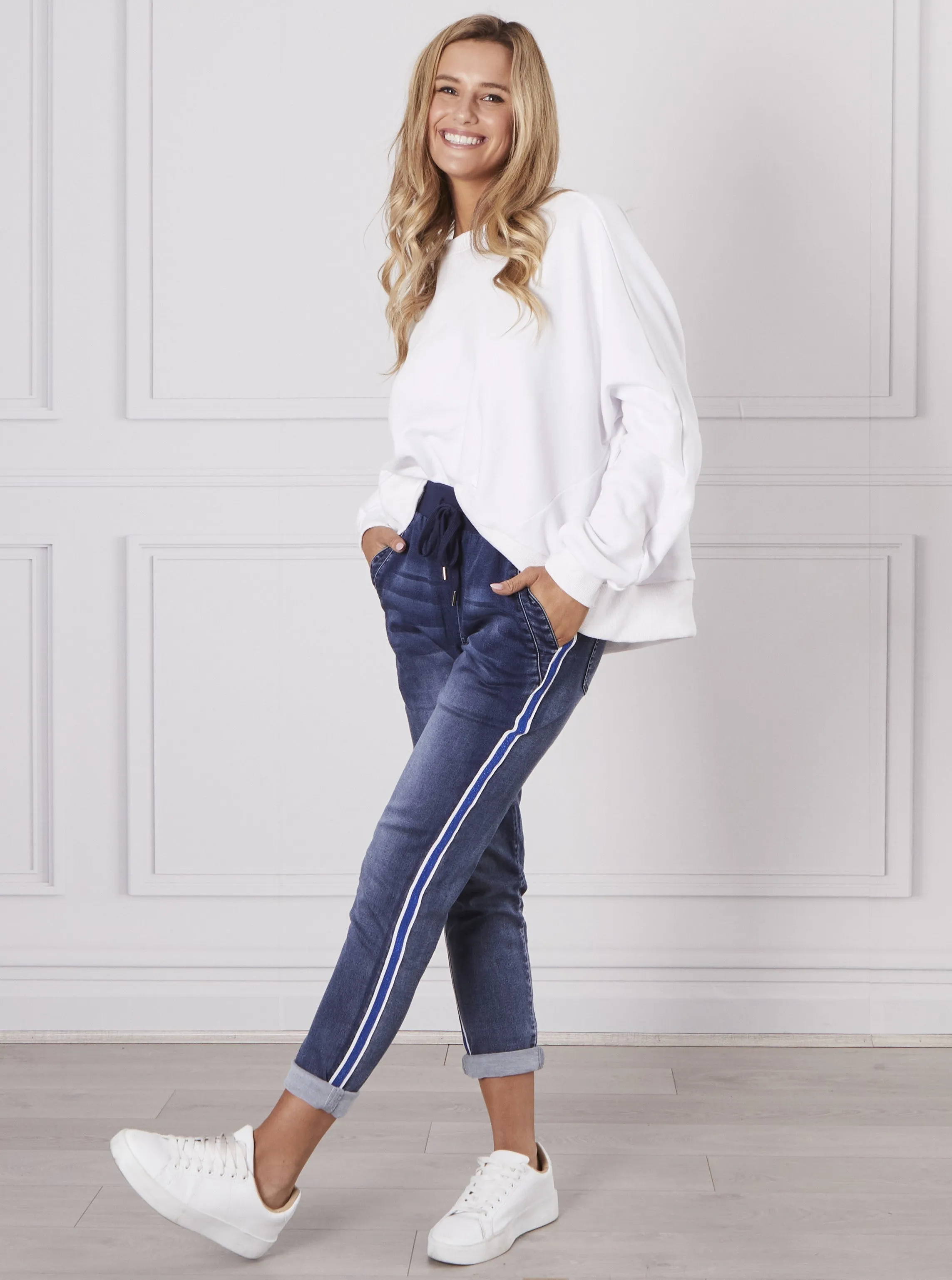 Boston Denim Joggers - Dark Blue Wash