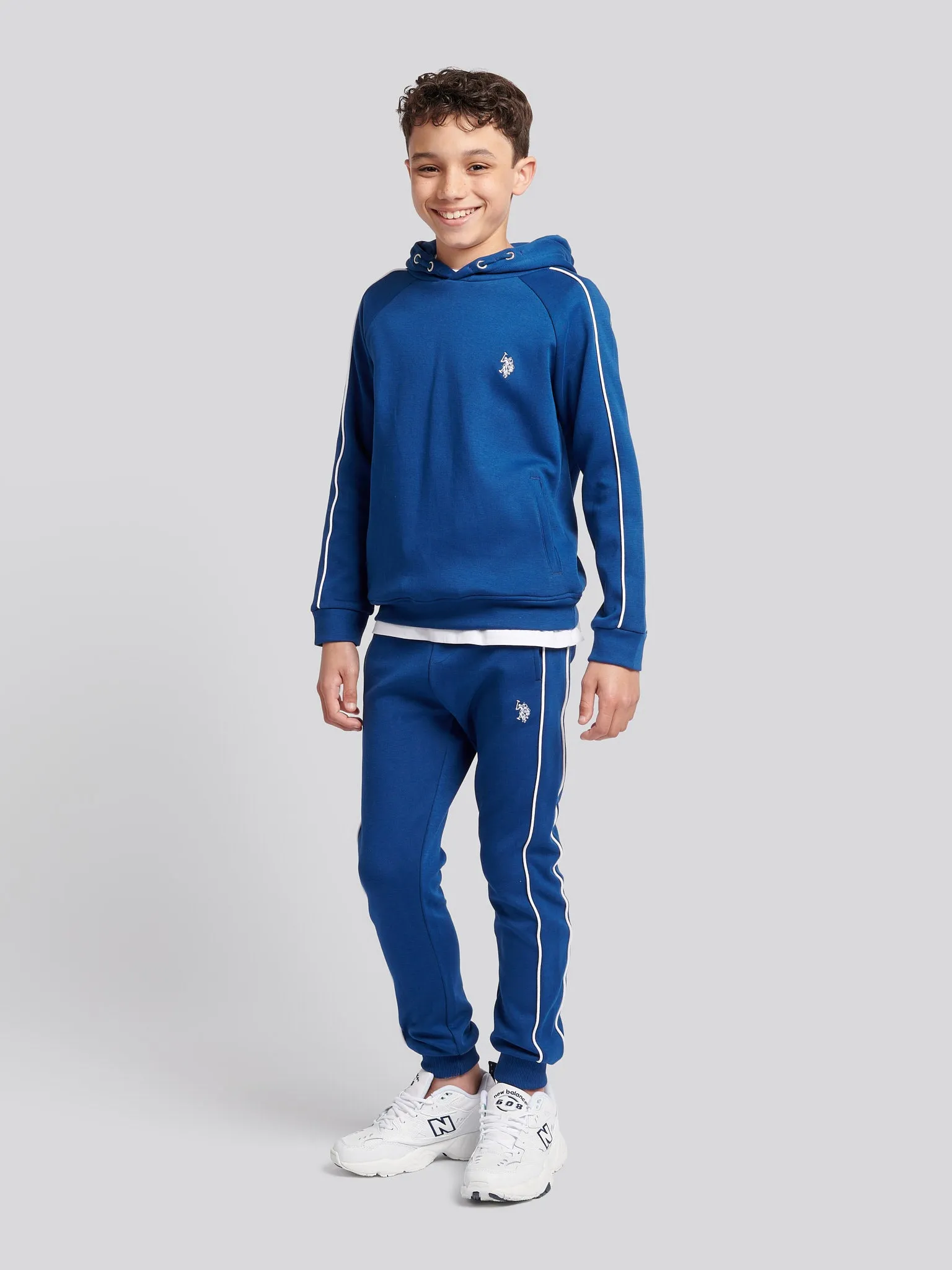 Boys Piped Joggers in Navy Peony