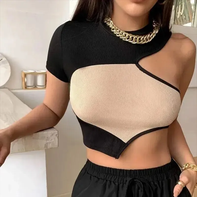 Breathable Топ One Sholder Out Crop Top