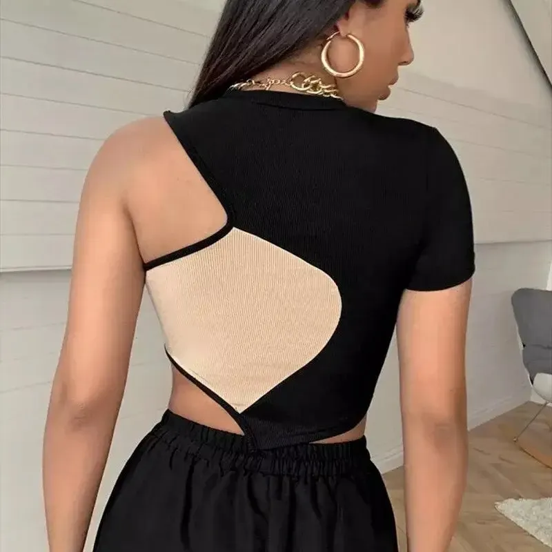 Breathable Топ One Sholder Out Crop Top