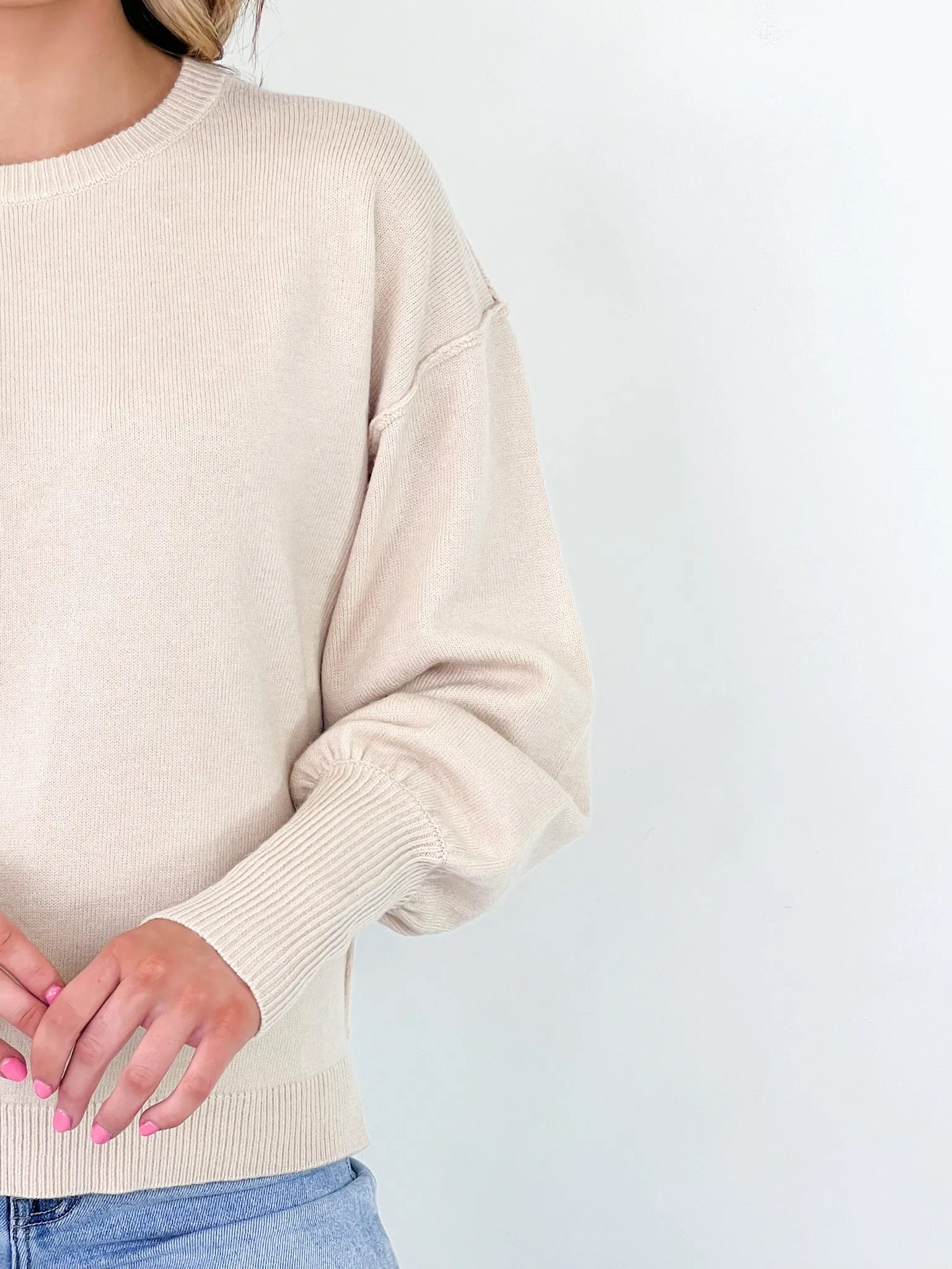 Briella - Round Neck Balloon Sleeve Sweater