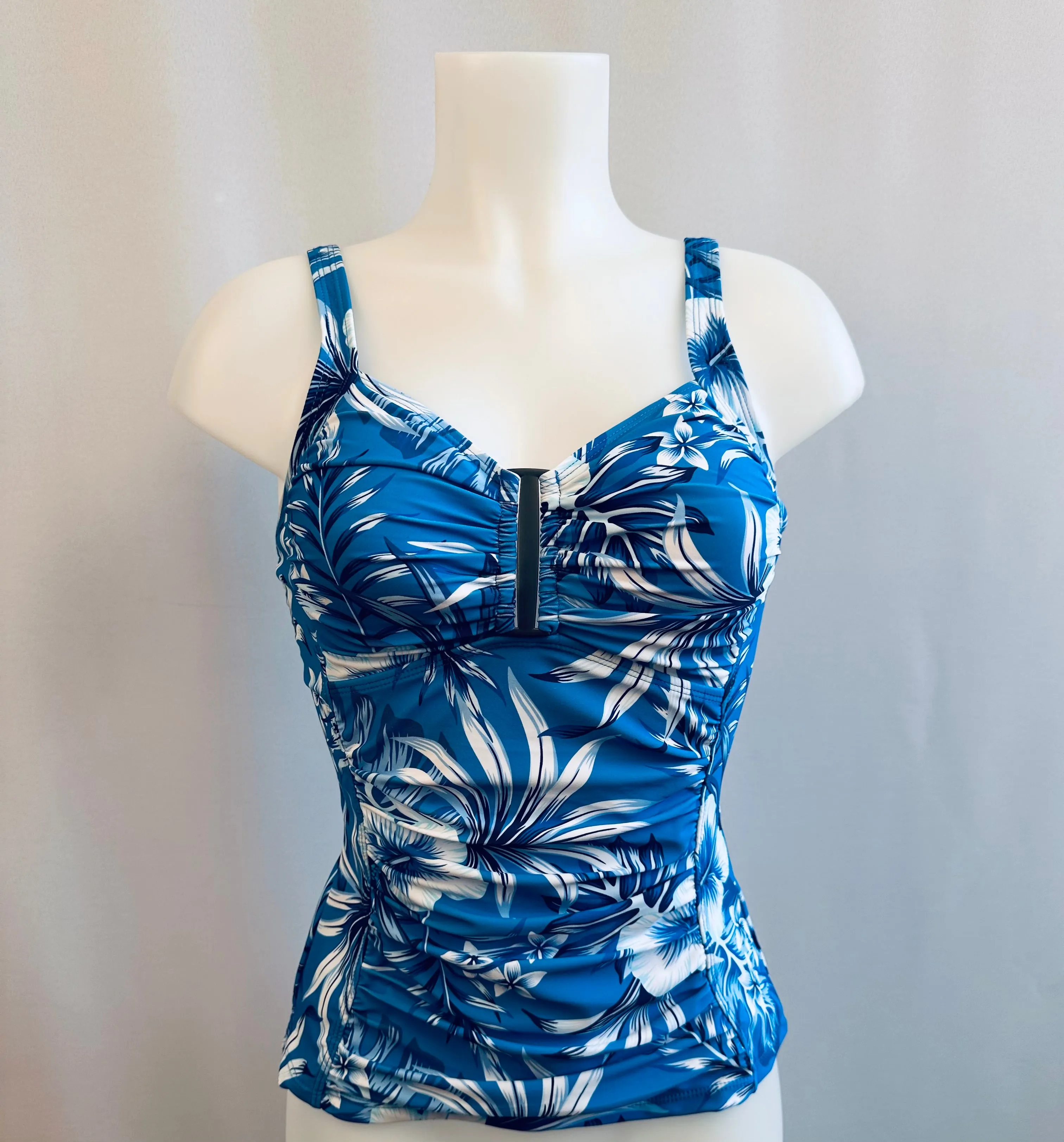 BS Blue Tropical Print Tankini Swim Top