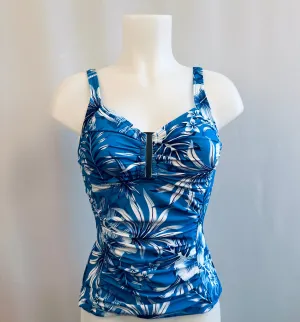 BS Blue Tropical Print Tankini Swim Top
