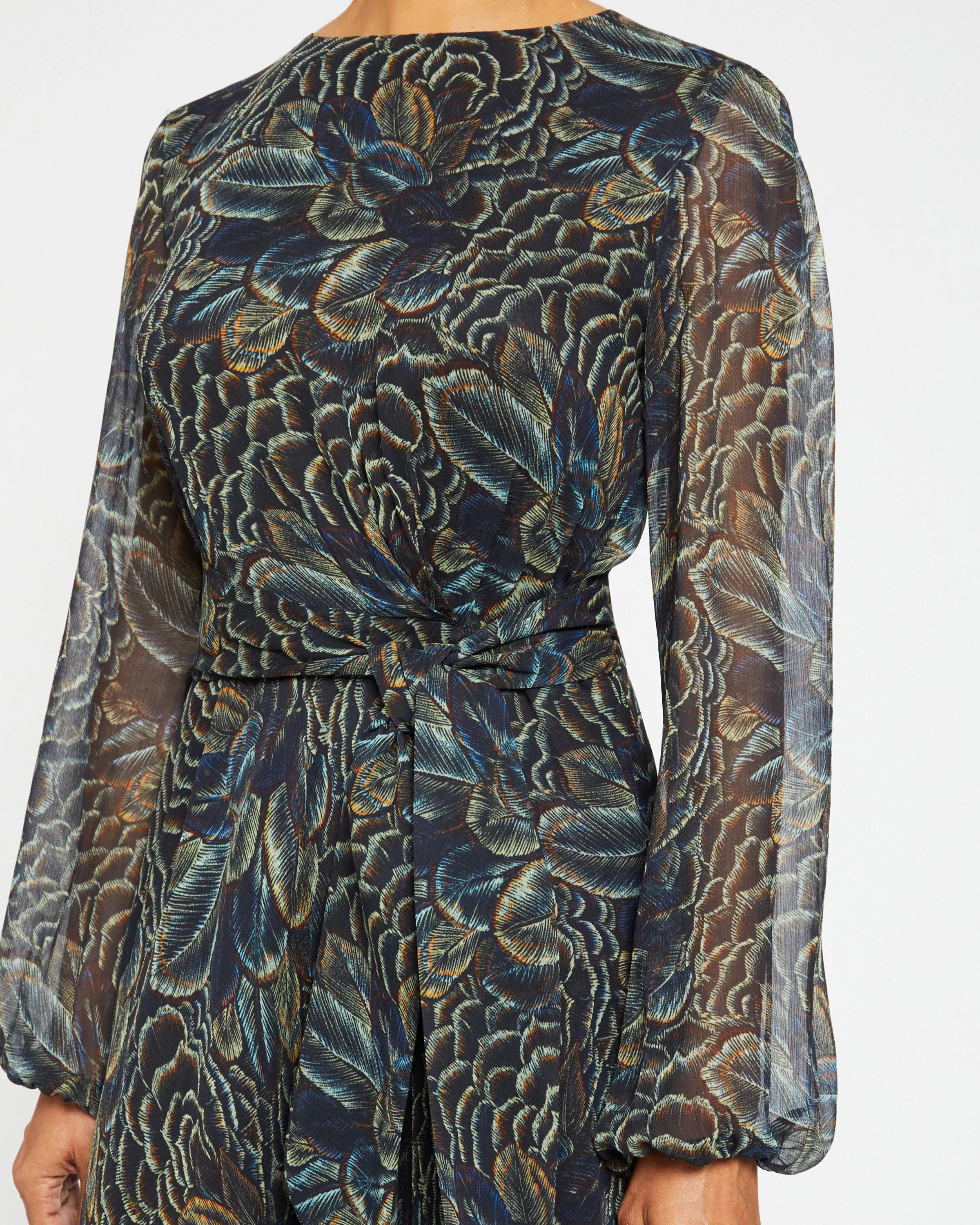 CALLIE Long Sleeve Fit and Flare Midi Dress