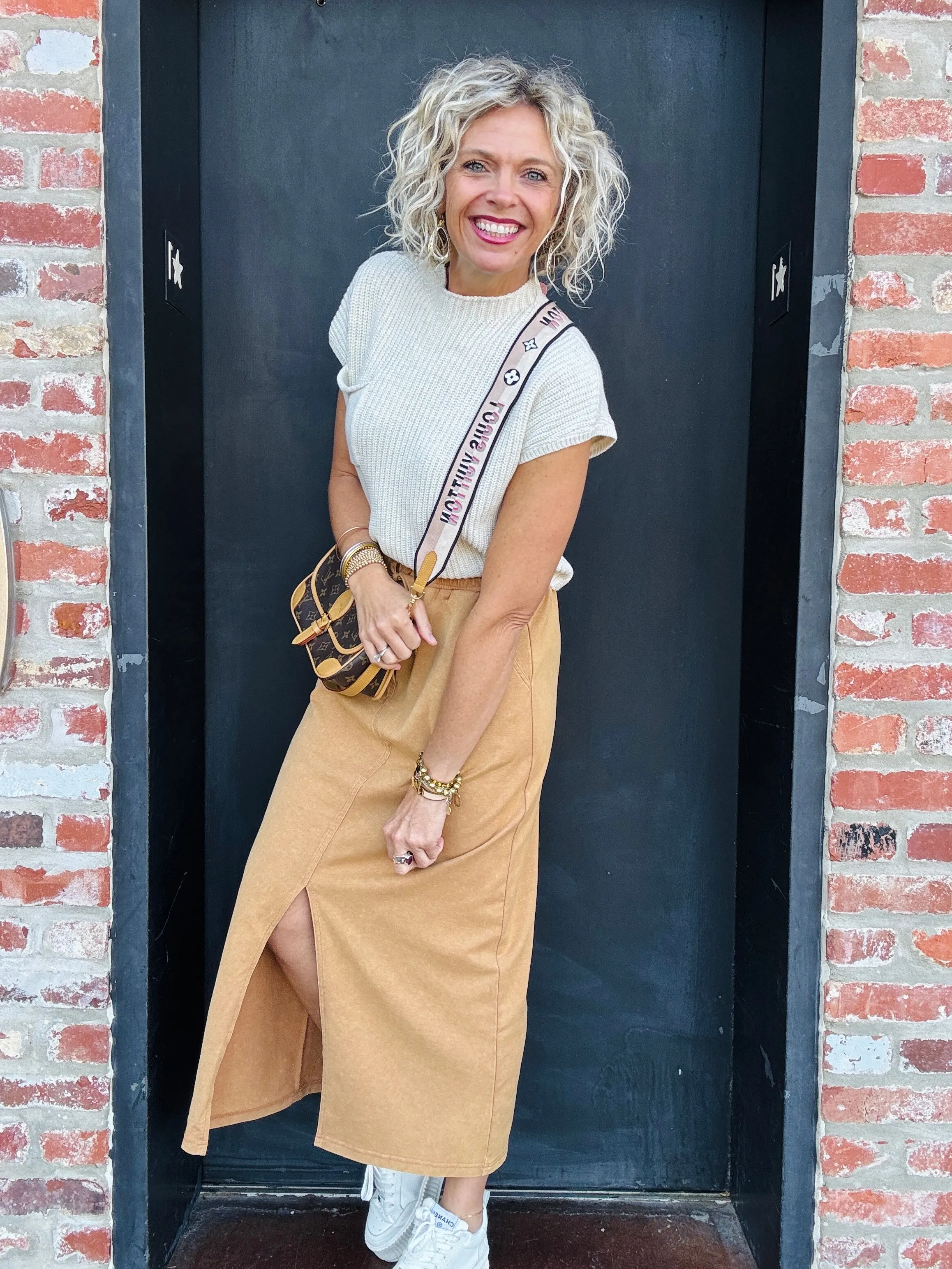 Camel Midi Terry  Skirt