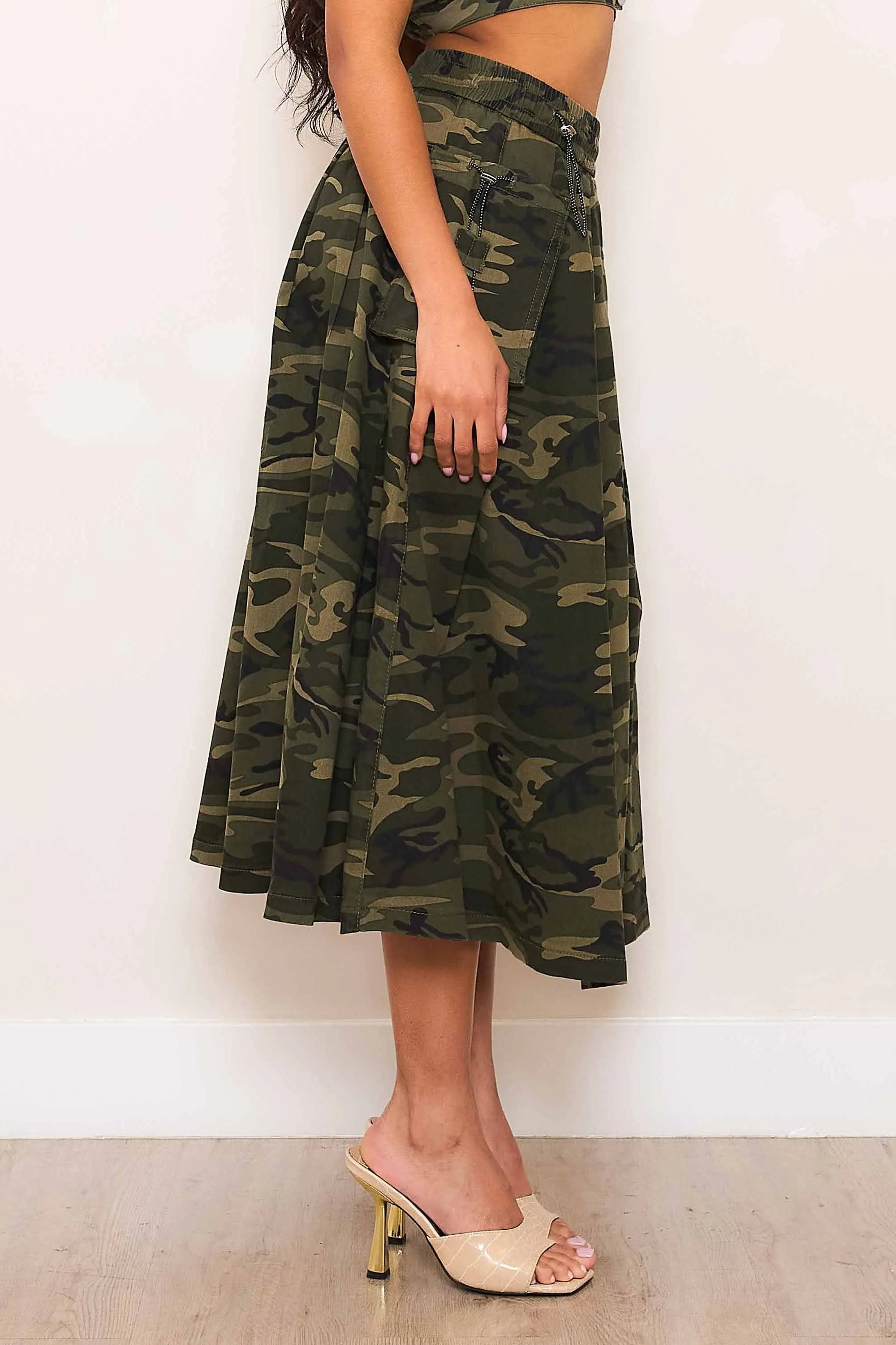 Camo Midi Skirt