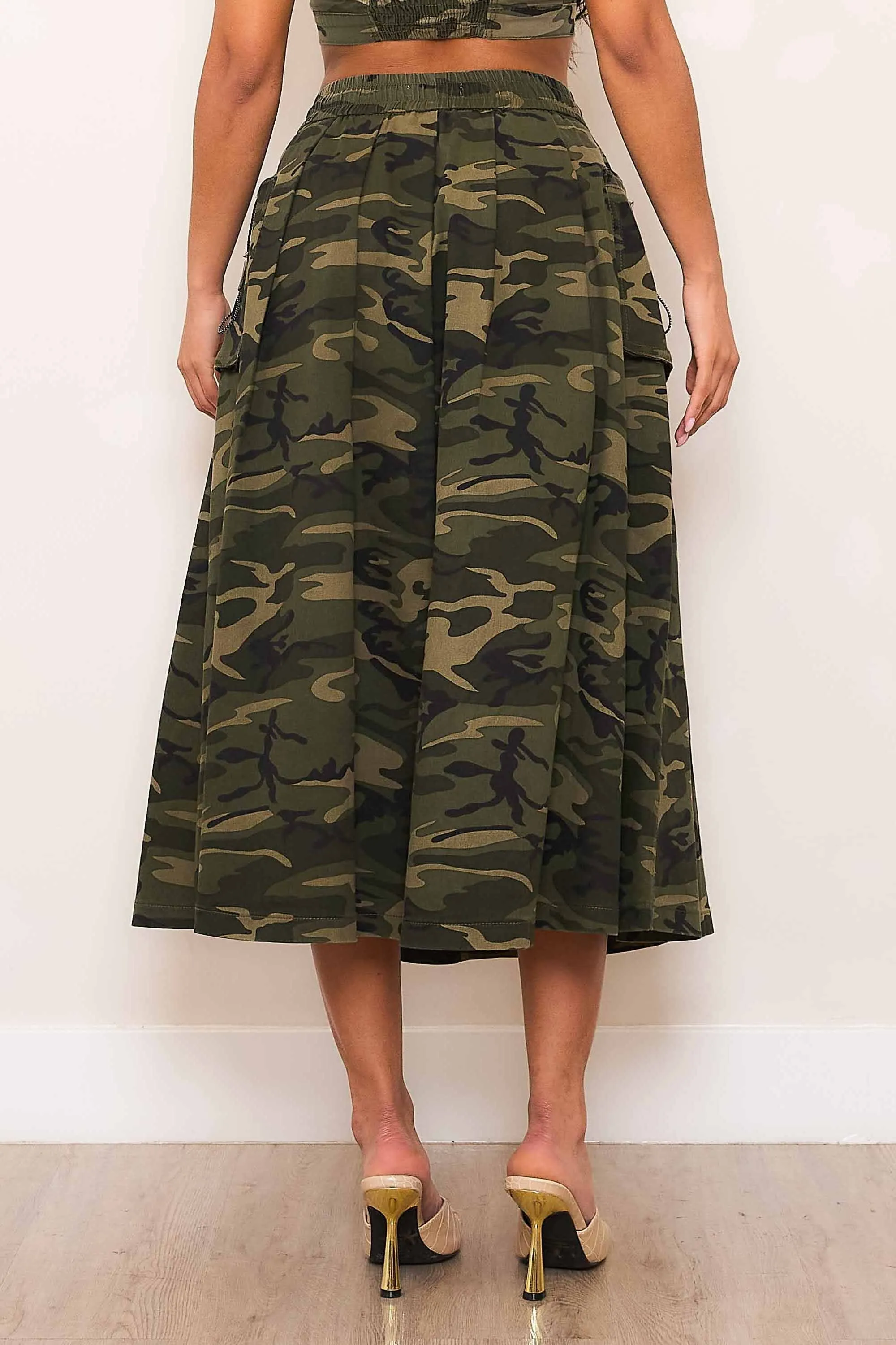 Camo Midi Skirt
