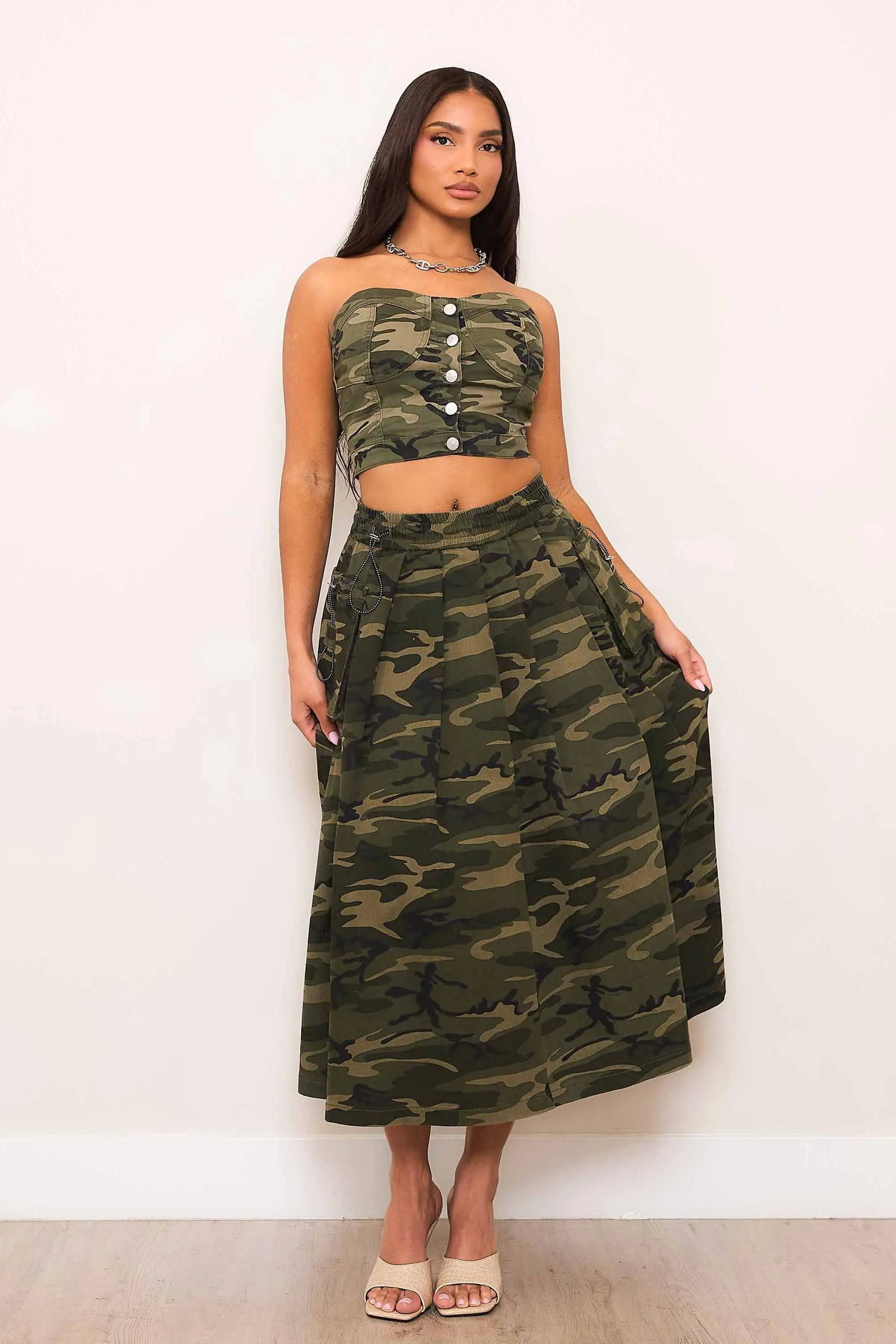 Camo Midi Skirt