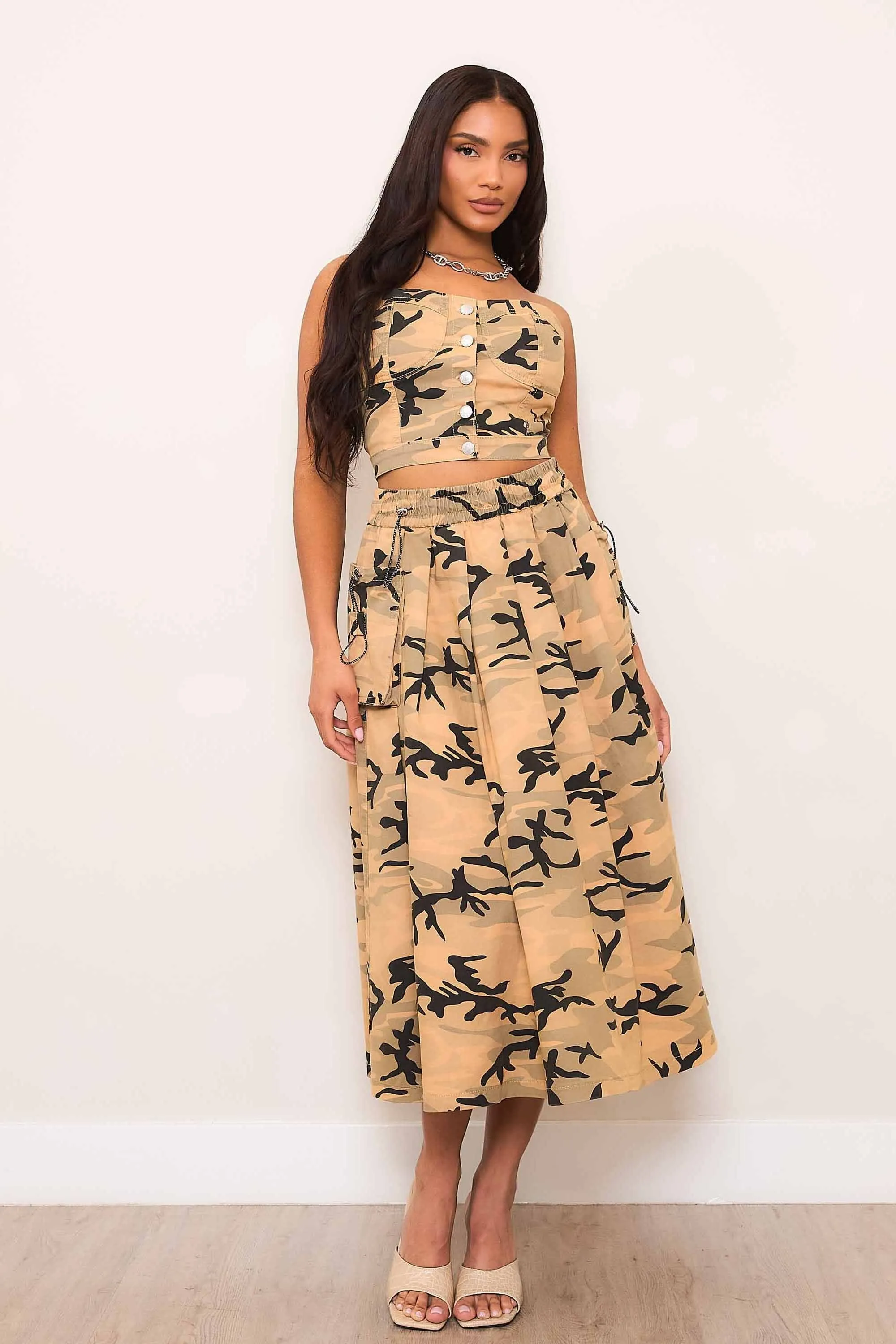 Camo Midi Skirt