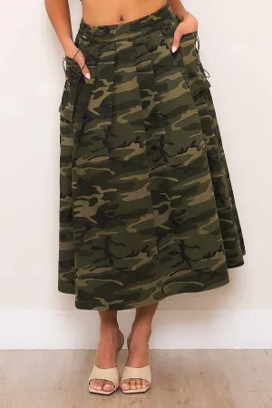 Camo Midi Skirt