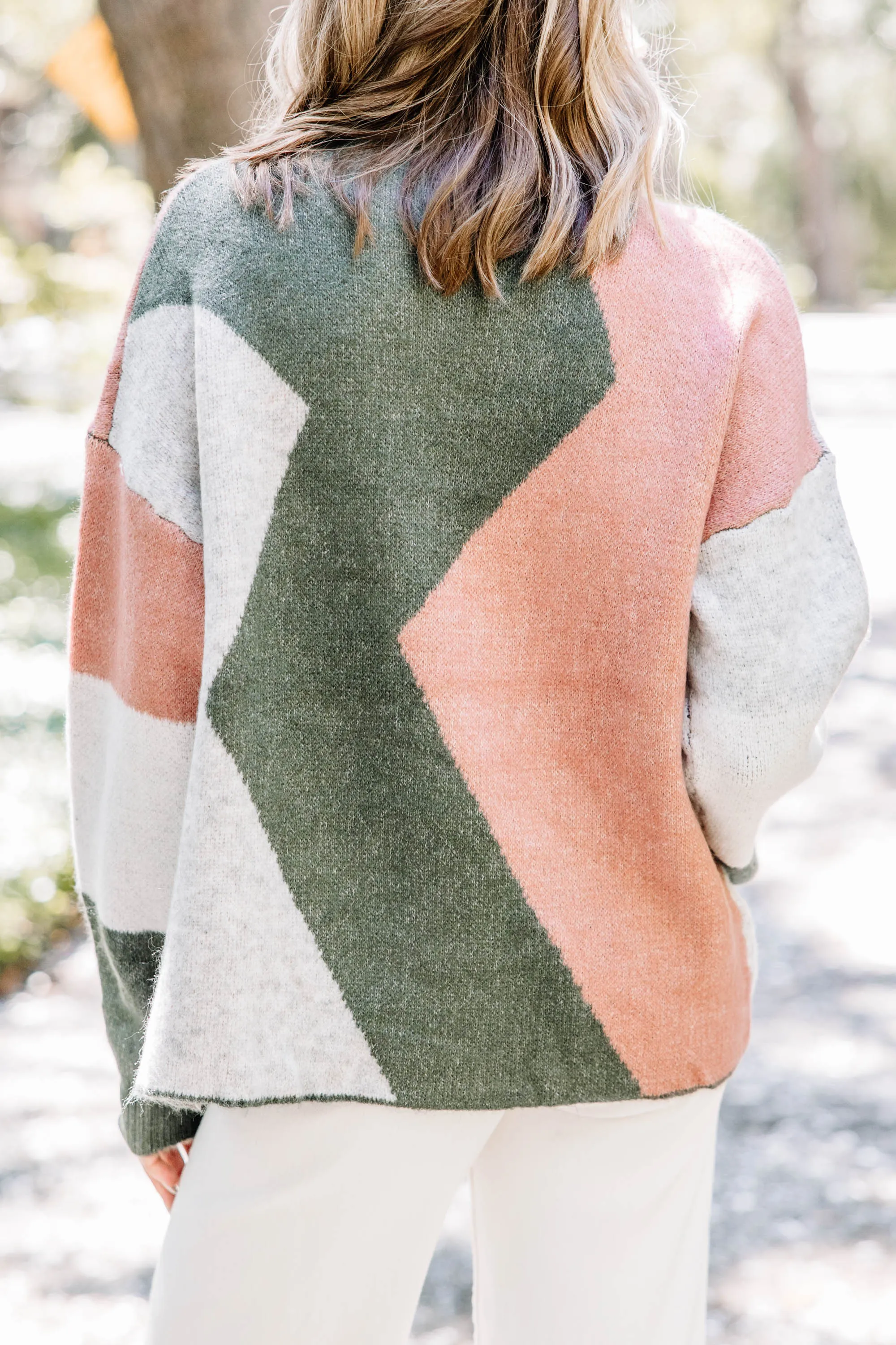 Can't Move On Forest Green Colorblock Sweater