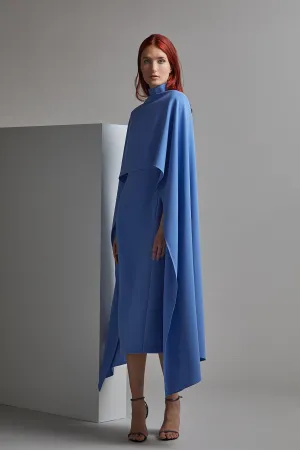 Cape Straight-Cut Midi Dress