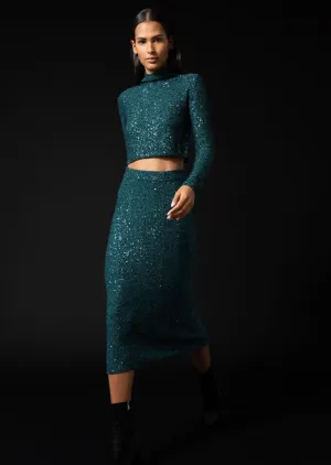 Cashmere Sequin Midi Skirt