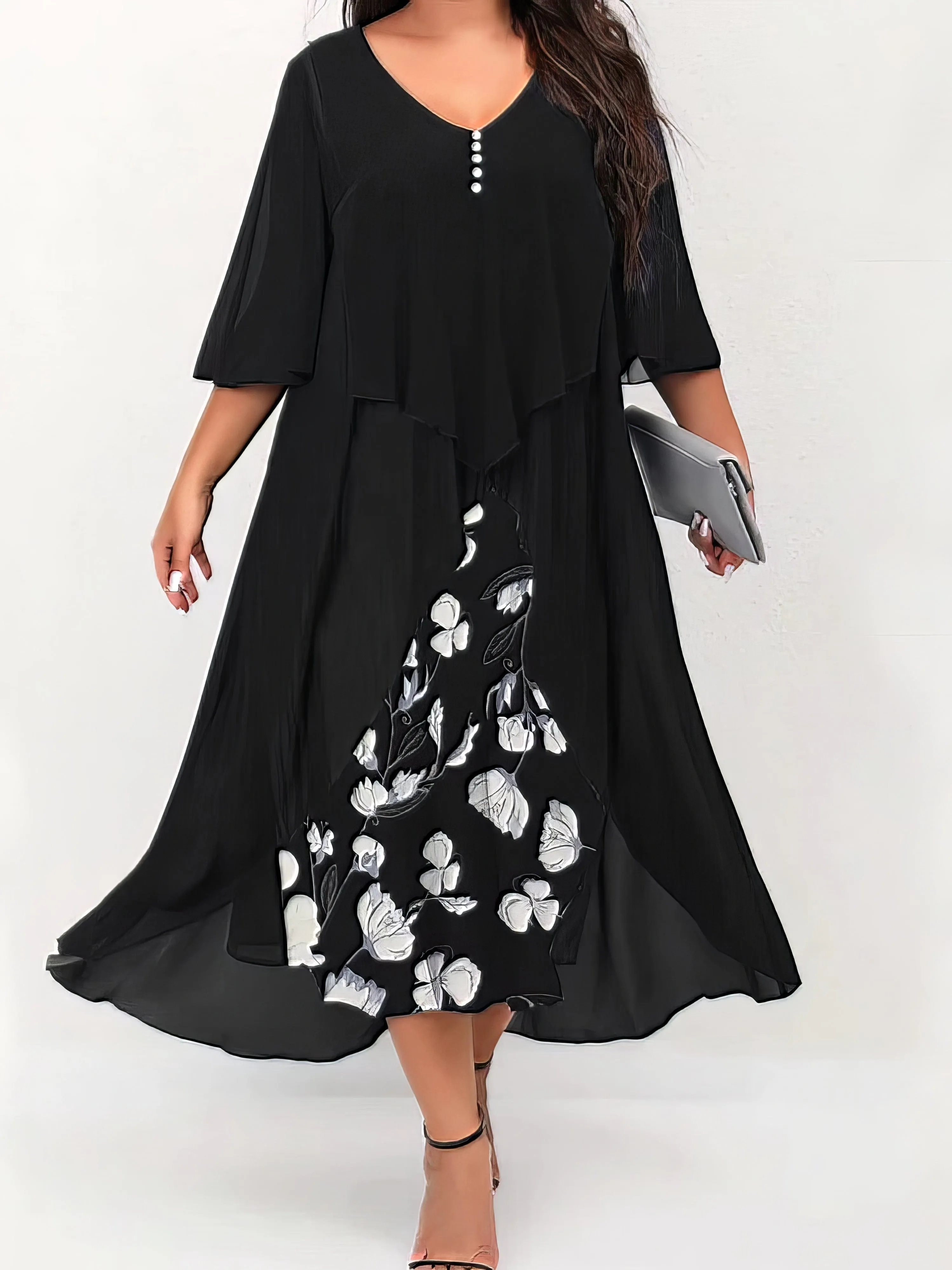 Casual Plus Size Floral Dress