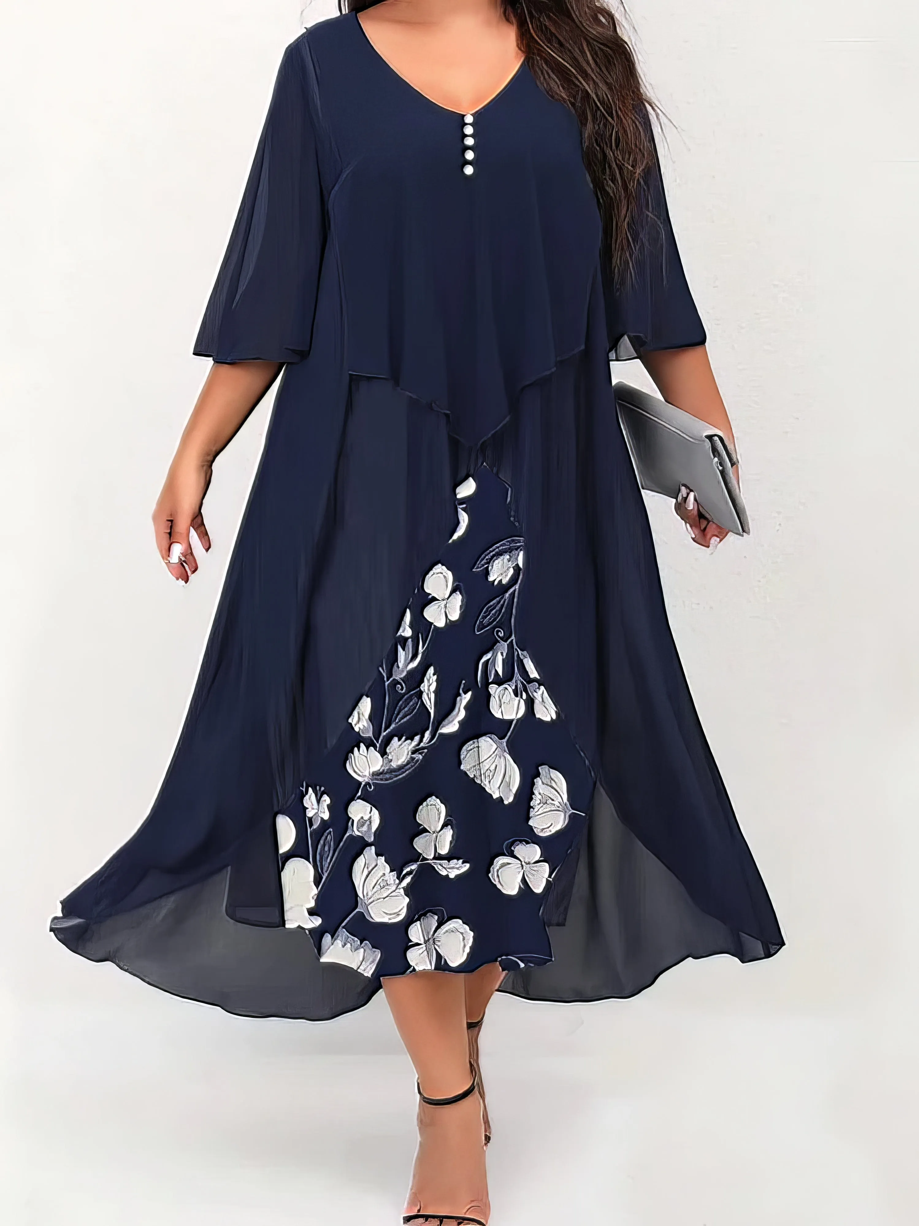 Casual Plus Size Floral Dress