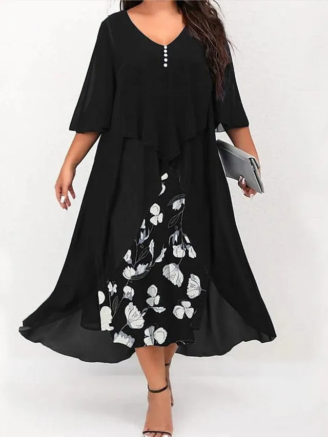 Casual Plus Size Floral Dress