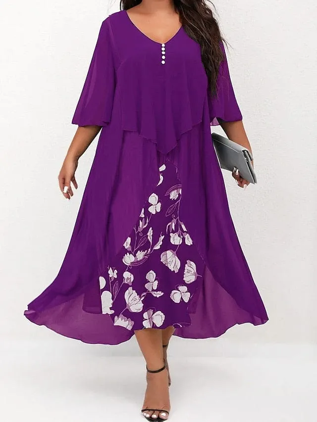 Casual Plus Size Floral Dress