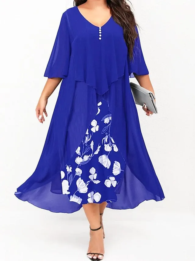 Casual Plus Size Floral Dress