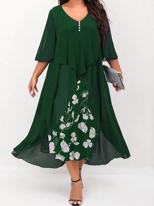 Casual Plus Size Floral Dress
