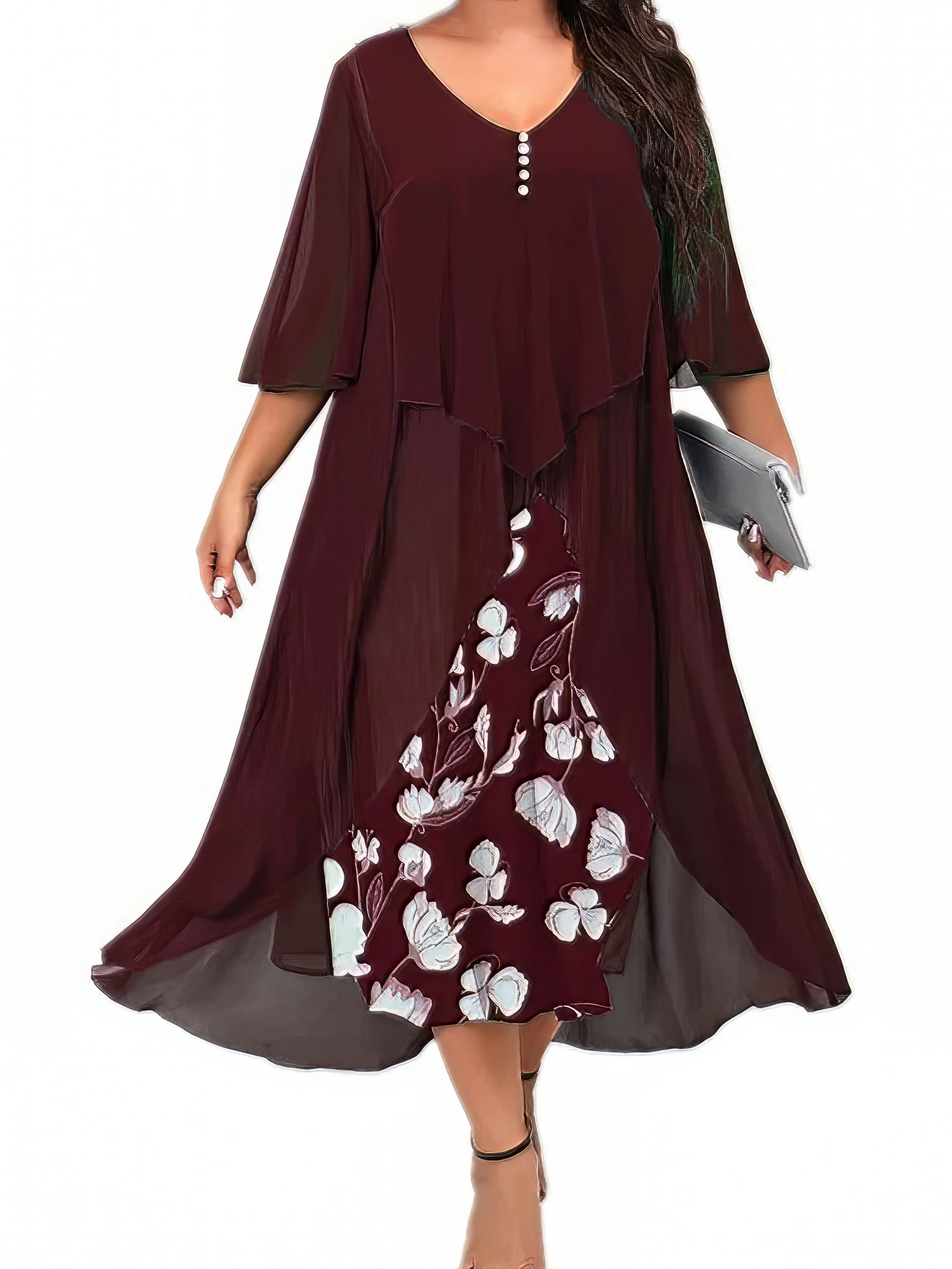 Casual Plus Size Floral Dress