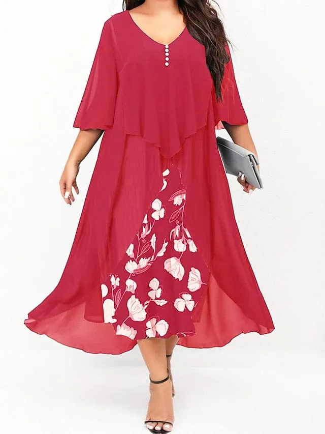 Casual Plus Size Floral Dress