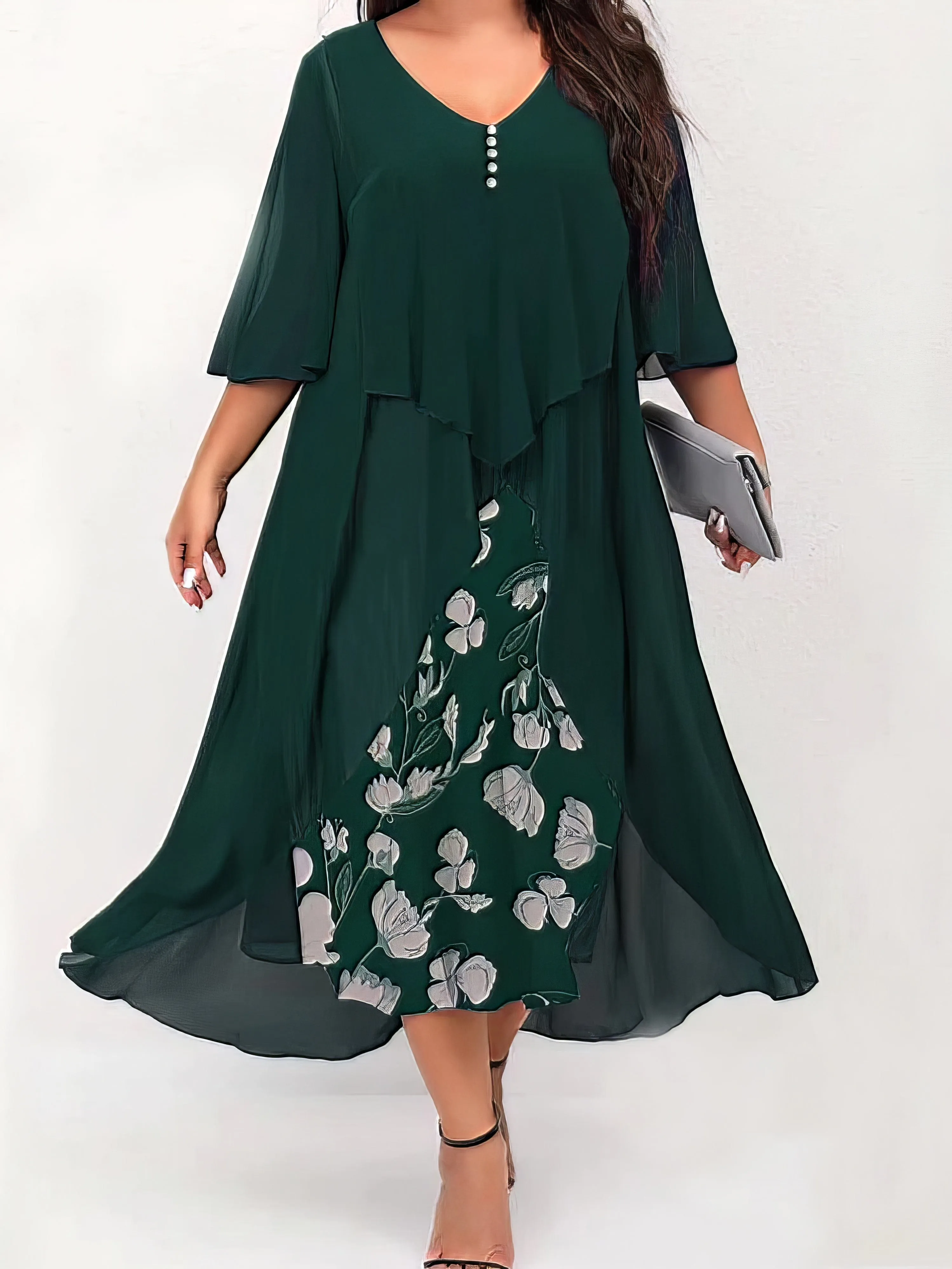Casual Plus Size Floral Dress