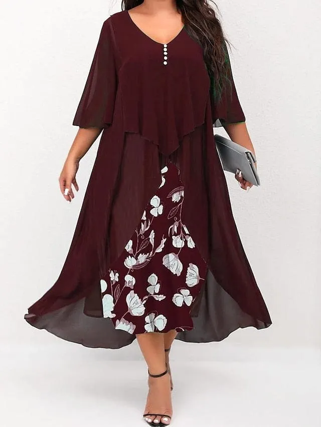 Casual Plus Size Floral Dress