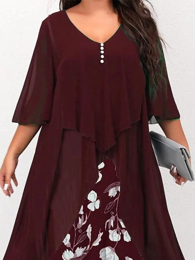 Casual Plus Size Floral Dress