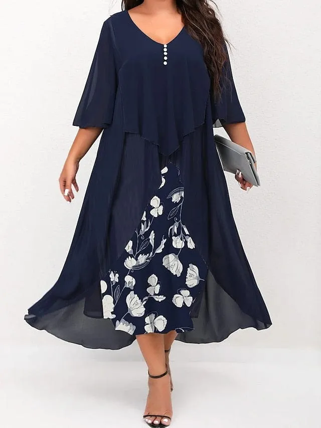 Casual Plus Size Floral Dress