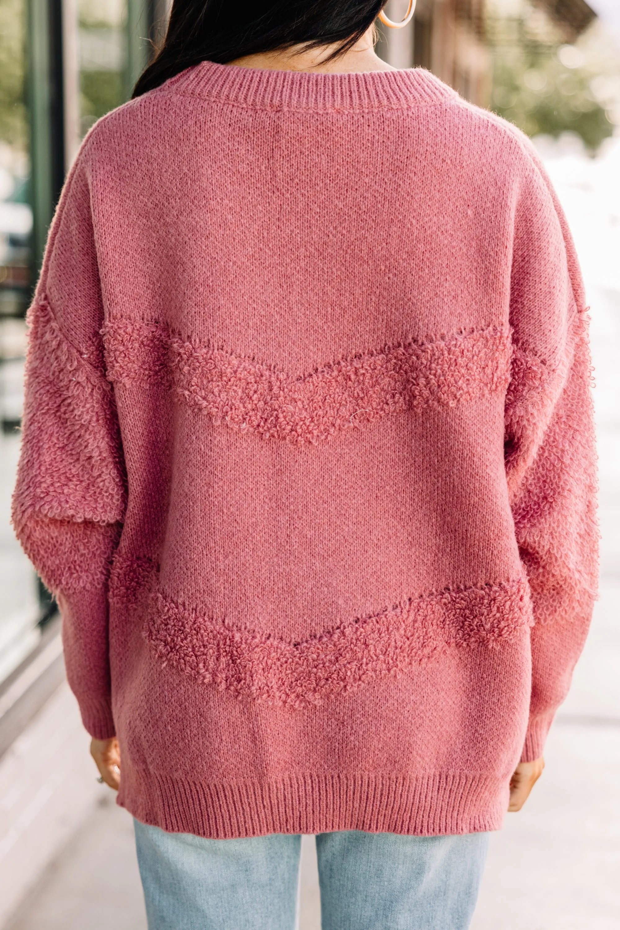 Catch Your Eye Marsala Pink Textured Sweater