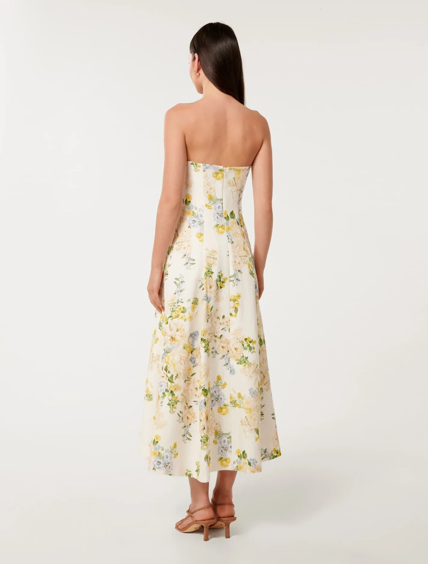 Charlotte Strapless Printed Midi Dress