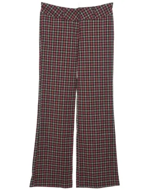 Checked Black & Red 1990s Trousers - W32 L32