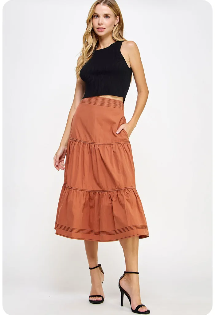 Cindy Midi Skirt-Clay