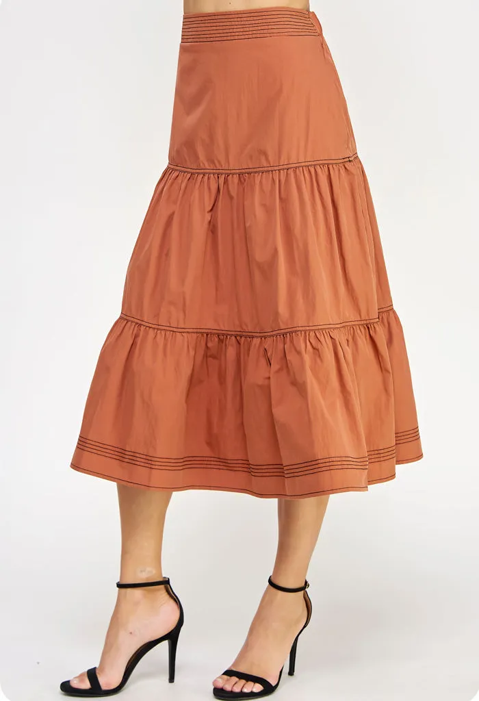 Cindy Midi Skirt-Clay