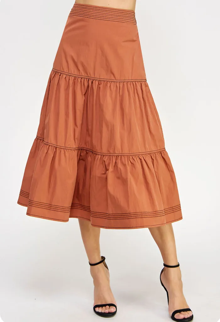 Cindy Midi Skirt-Clay
